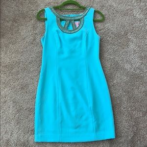 Lilly Pulitzer Teal and gold cocktail dress